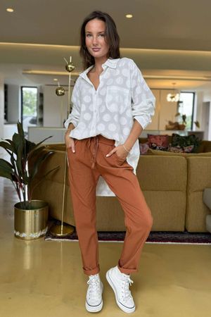 Made in Italy Luxury Smooth Magic Trouser Rust